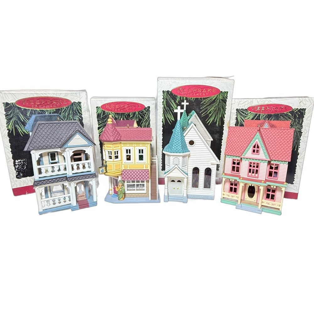 Hallmark Nostalgic Houses and Shops Ornaments Lot 1993-1996 Victorian Church